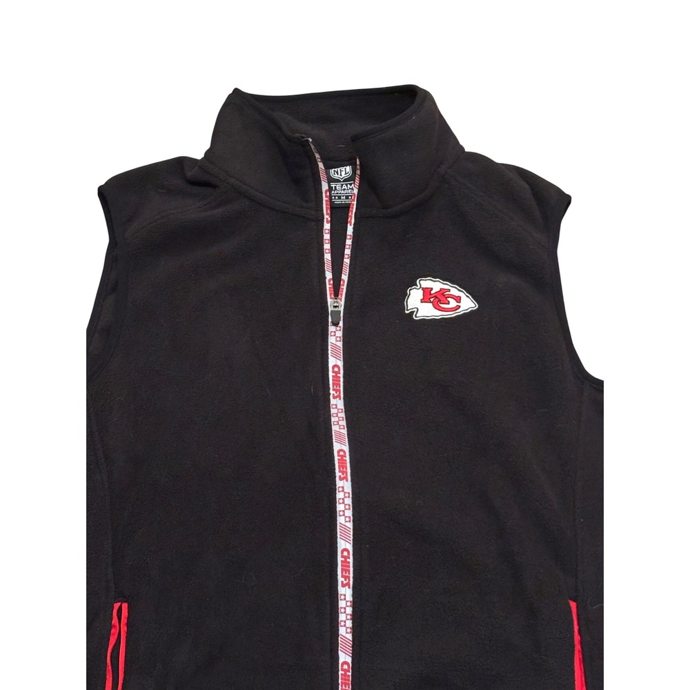 NFL Team Apparel Kansas City Chiefs Fleece Vest Black Full Zip Mens Medium